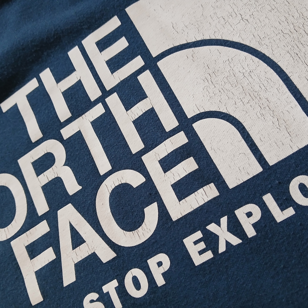 The North Face Blue and White Graphic Sweatshirt